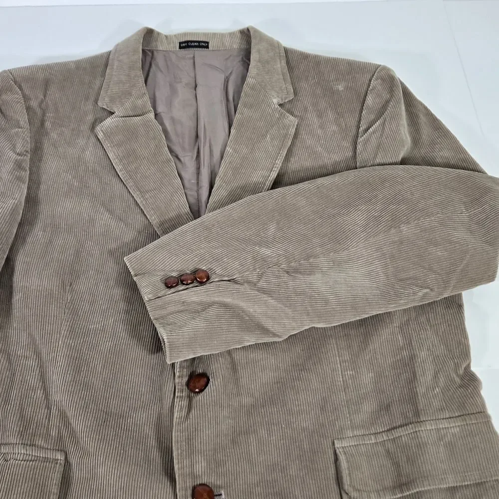 Vintage Jordache Mens‎ 46R Corduroy Sport Coat Blazer Brown Jacket